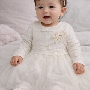 Charming Cream Lace Baby Dress